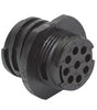 CIRCULAR CONNECTOR/9 position, male, shell size 11, free hanging mount, UL 94 V-0 flammability rating, thermoplastic material, threaded, straight angle, 5/8-24 thread size. CPC series 2.,206486-2