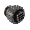 CIRCULAR CONNECTOR/9 position, female, shell size 13, free hanging mount, UL 94 V-0 flammability rating, thermoplastic material, threaded, straight angle, 3/4-20 thread size. CPC series 1.,206708-1