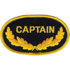 Embroidered Emblem Patch | Oval, ""Captain"", Black/Yellow, 3.5in,3021