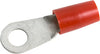 RING TERMINAL/6.35 mm stud/tab size, female, insulated, red, tin plating, copper material, nylon insulation. 324 series. For use with 8 gauge wire.,324082