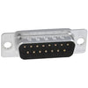 D CONNECTOR/15 position, male, 2 rows, 2 (A) shell size, gold plating, steel material, wire mount. ROHS compliant.,5-747908-2