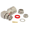 PE4387 BNC Male Connector | 50Ω, Clamp/Solder, Right Angle,PE4387