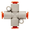 KQ2 One-Touch Cross Fitting | 1/4in tubing, No Connection Thread,TW07-00A